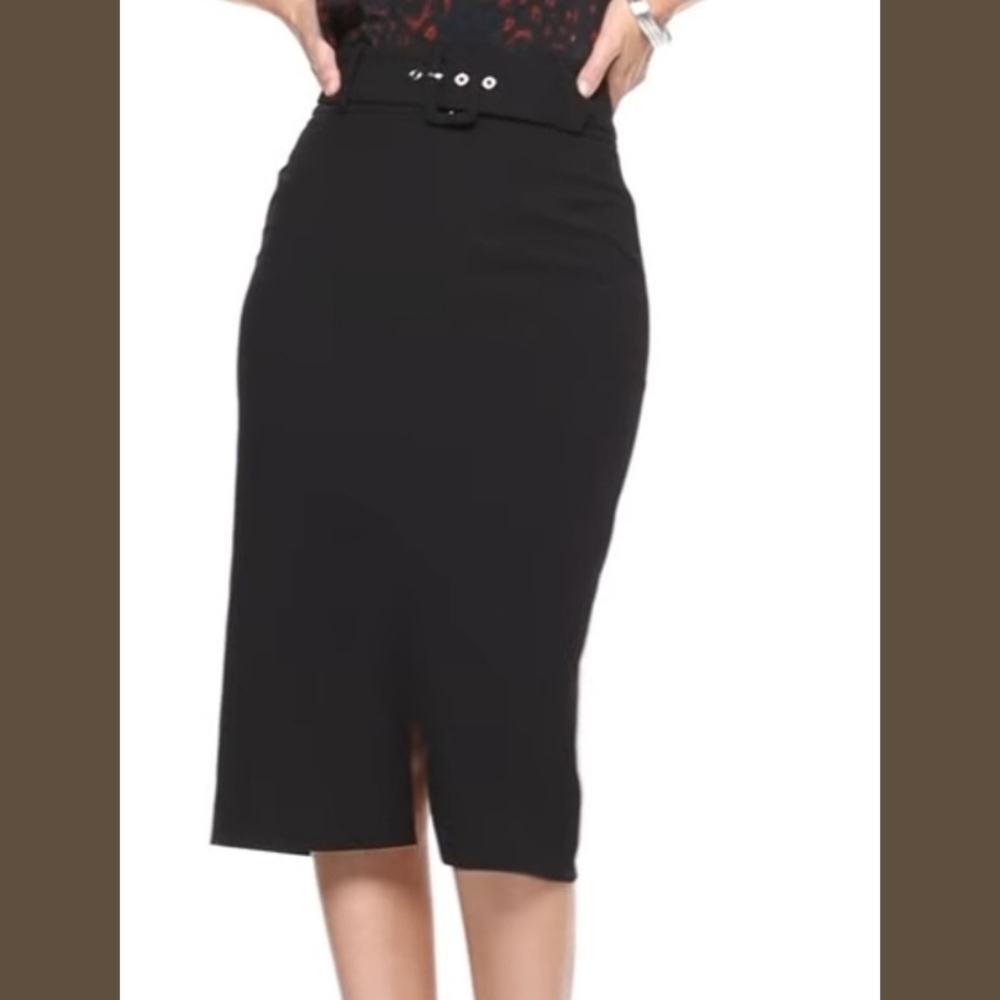 Nine West Buckled Belted Pencil Skirt, Black, 2 NWT ✔️